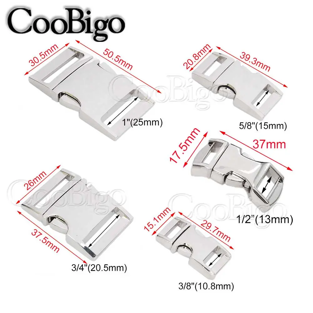 10pcs Metal Side Release Buckles Curved Adjustable Paracord Bracelet Clasp Dog Collar Bags Belt Webbing Strap DIY Accessories