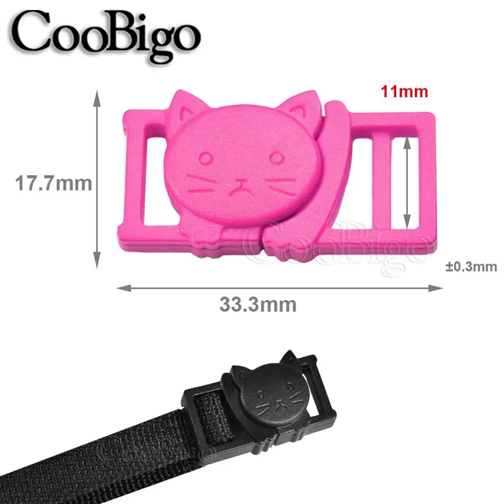 Cat Head Plastic Safety Breakaway Side Release Bracelet Buckle Clips Outdoor Backpack Webbing Paracord Pet Collar Colorful 12pcs