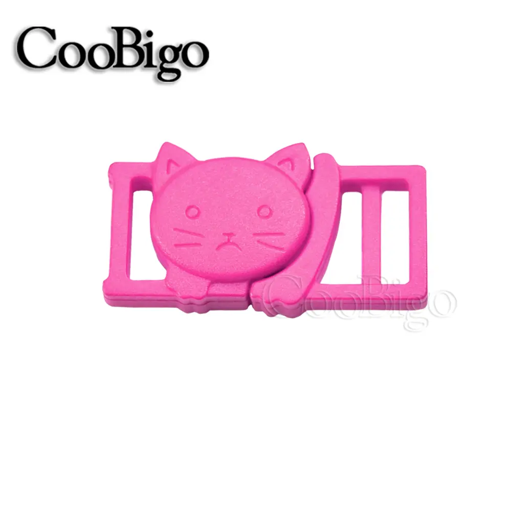 Cat Head Plastic Safety Breakaway Side Release Bracelet Buckle Clips Outdoor Backpack Webbing Paracord Pet Collar Colorful 12pcs