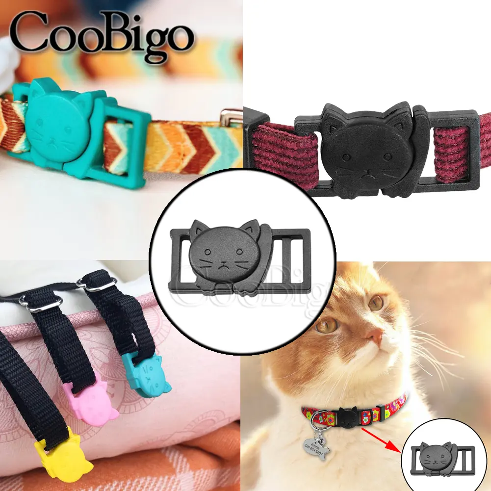Cat Head Plastic Safety Breakaway Side Release Bracelet Buckle Clips Outdoor Backpack Webbing Paracord Pet Collar Colorful 12pcs