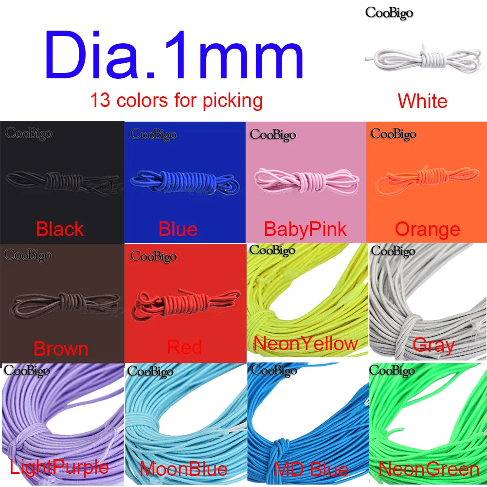 1mm Round Elastic Cord Rubber Band Bungee Rope Flexible String for Outdoor Cordon Shoelace Sport Garment Accessories 10Meters