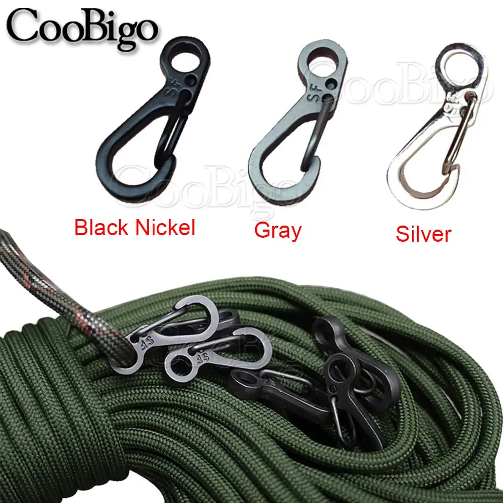 5pcs Metal Snap Hook Clip Spring Buckle Carabiner Clasps Keychain Paracord Bracelet Outdoor Camping Backpack DIY Accessories