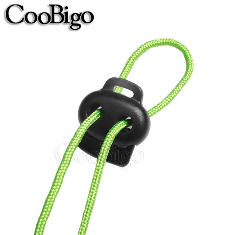 10pcs Cord Lock Stopper Toggle Clip Rope Clamp for Shoelace Backpack Sportswear Bag Apparel Accessories Plastic Bean 2 Hole