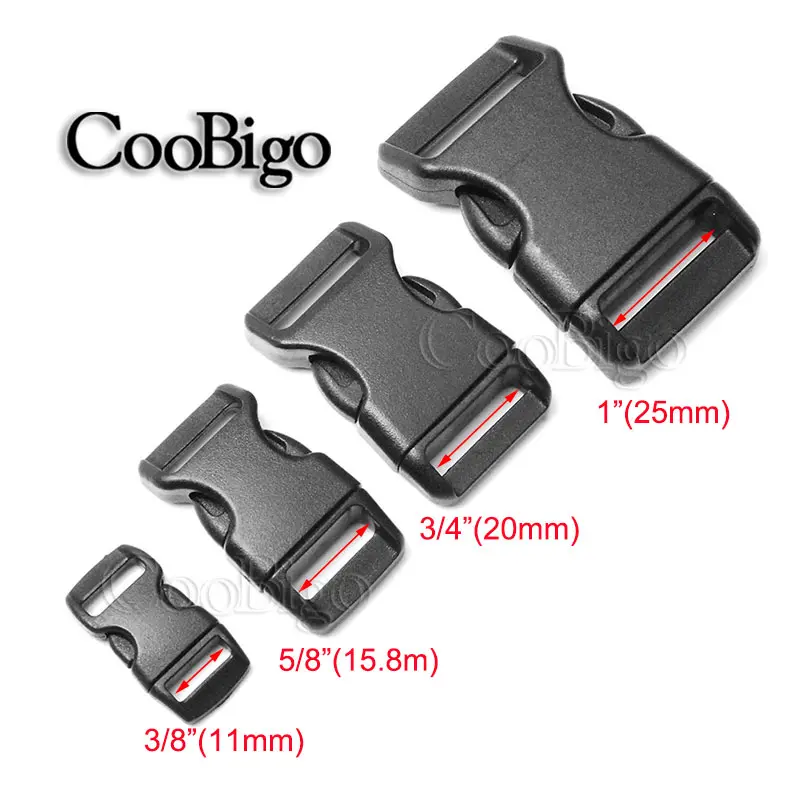Paracord Bracelet Buckle Clip Quick Side Release for Tactical Backpack Safety Vest 10mm 15mm 20mm 25mm Plastic Black Curved 5pcs