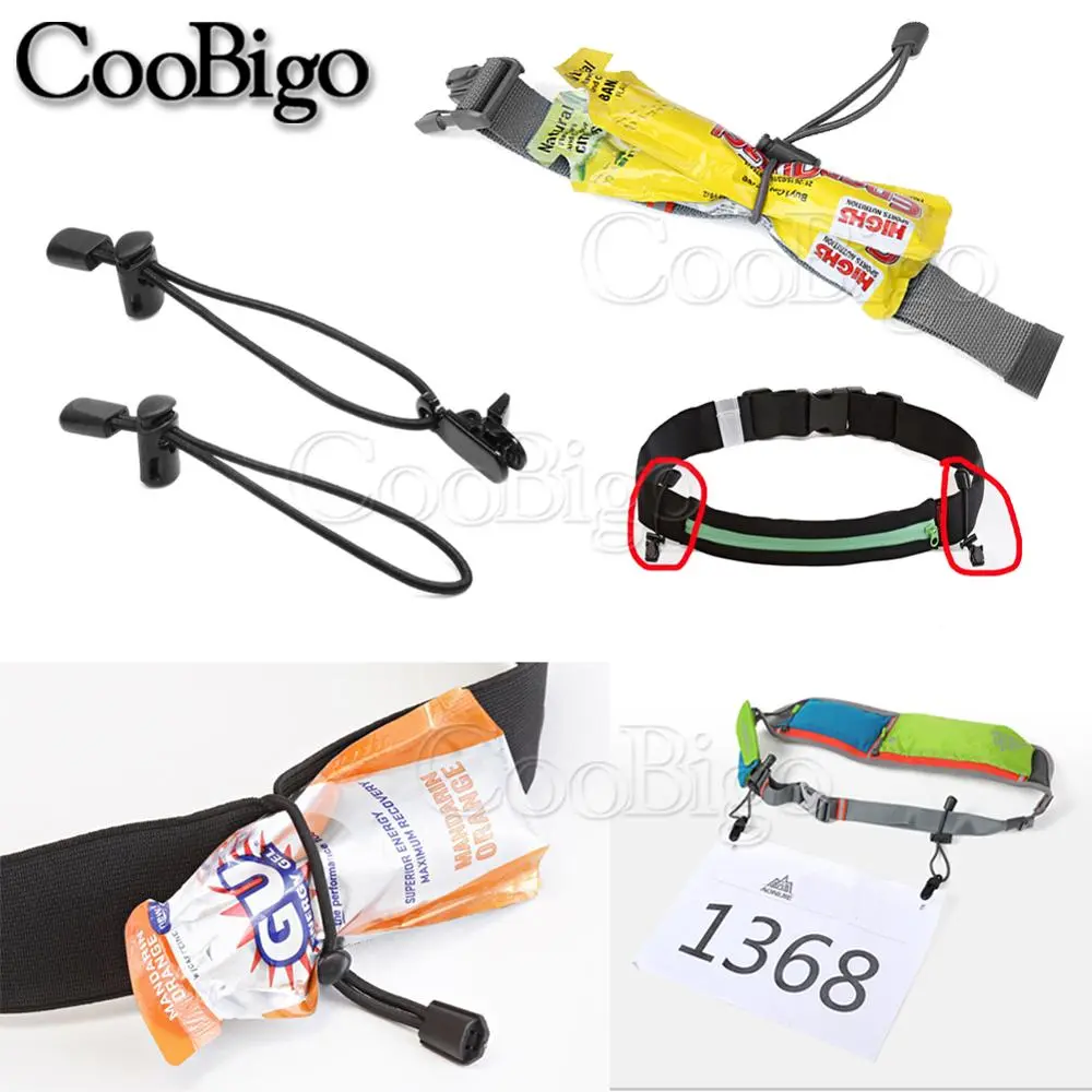 2pcs Elastic Rope Clamp Race Number Fixing Clips Buckles Loop Holder for Marathon Triathlon Running Waist Belt Bag Accessories