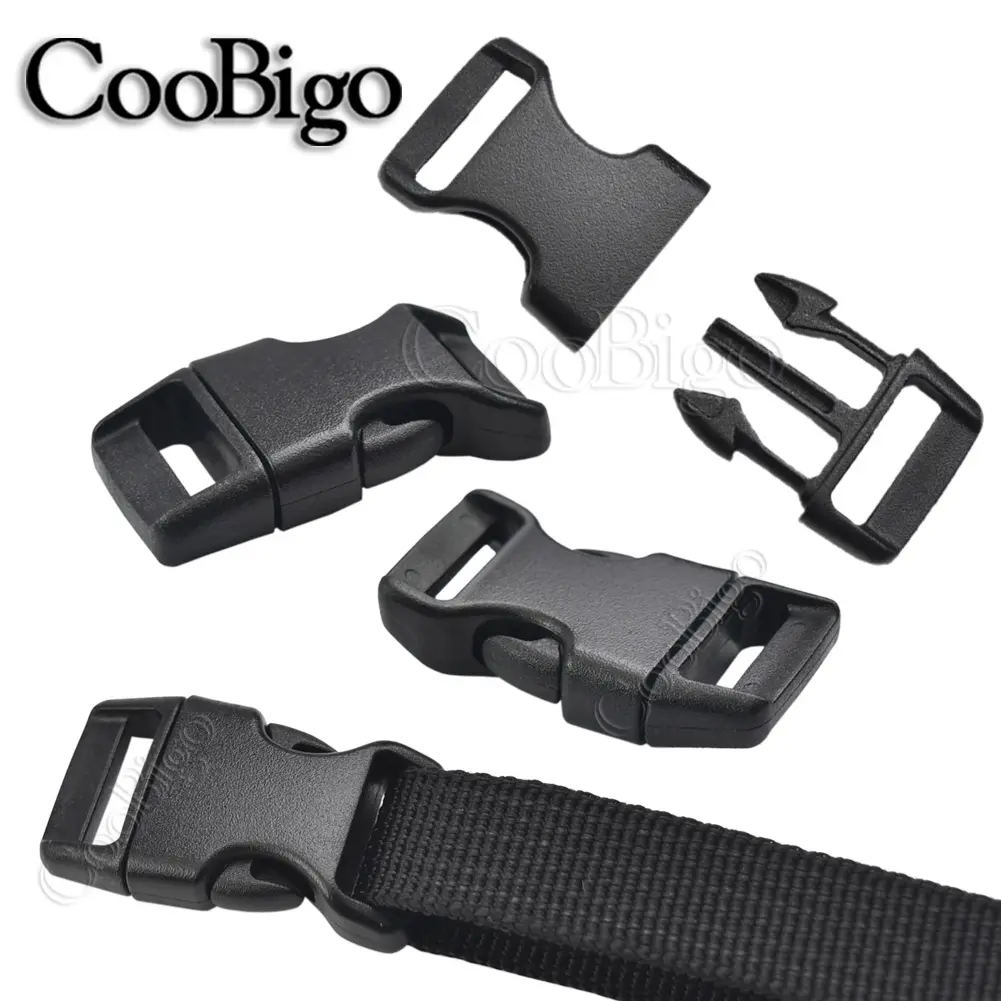 Paracord Bracelet Buckle Clip Quick Side Release for Tactical Backpack Safety Vest 10mm 15mm 20mm 25mm Plastic Black Curved 5pcs