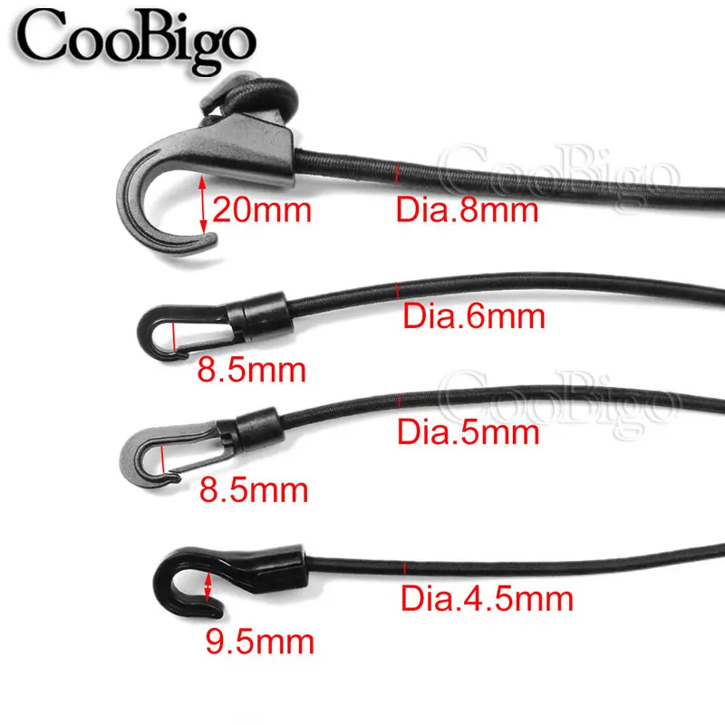 1 Pcs 2m Black Heavy Duty Elastic Bungee Shock Cord with Plastic Hook Car Bike Luggage Tent Kayak Canoe Rope Tether