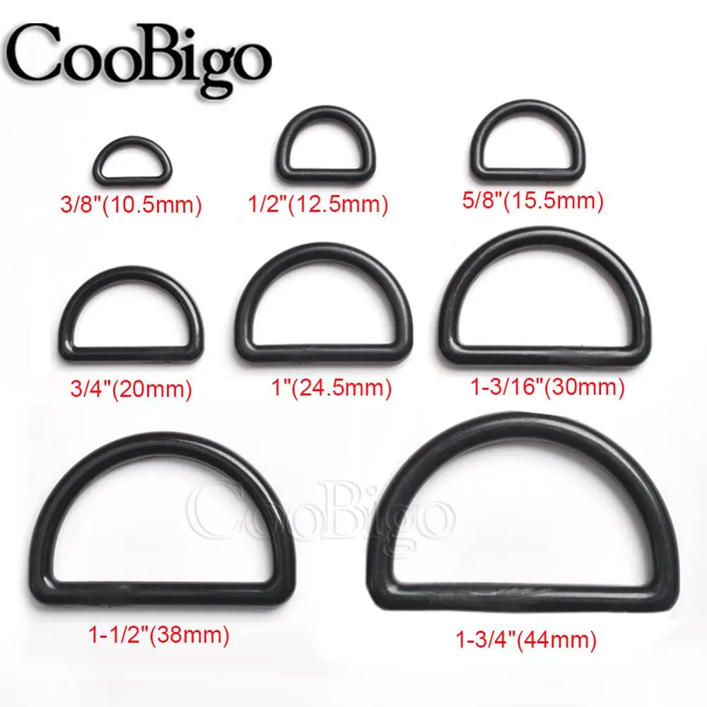 10pcs 10-45mm Plastic D-Ring Buckles Dee Buckle Webbing Clasp DIY Luggage Bag Strap Backpacks Purse Belt Accessories Black