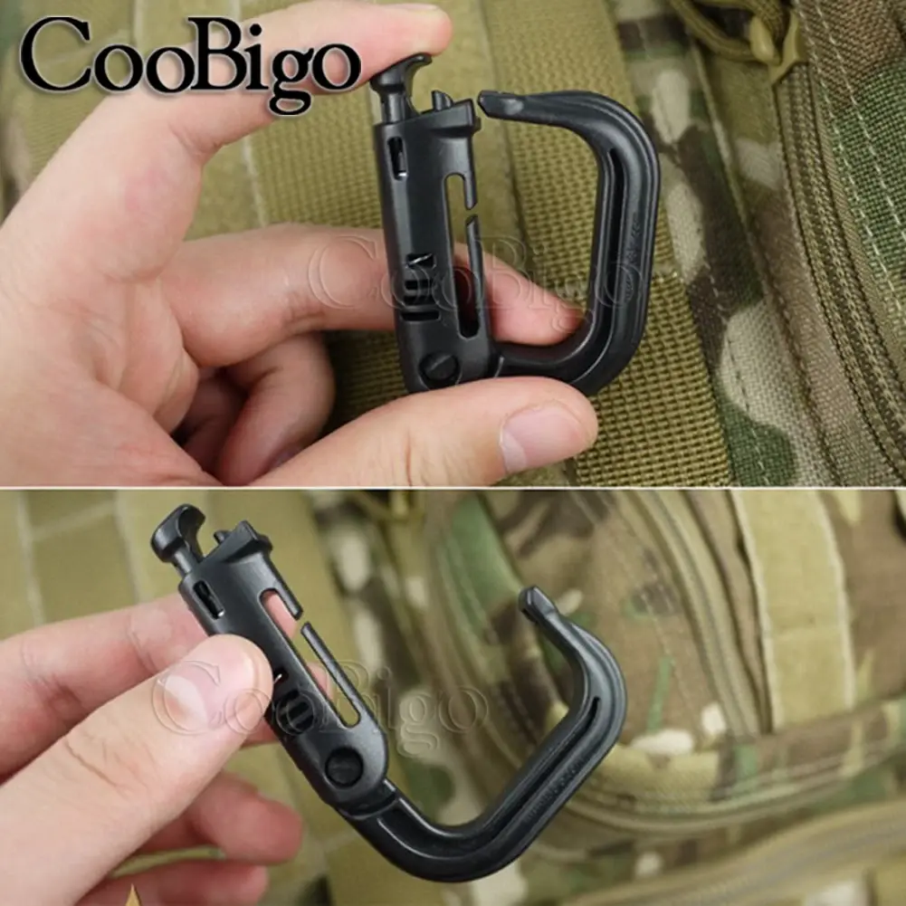 Plasctic Carabiner D-ring Clips Molle Webbing Backpack Buckle Snap Lock Attach Grimlock Outdoor Hiking Camping Bag Hanger Hook