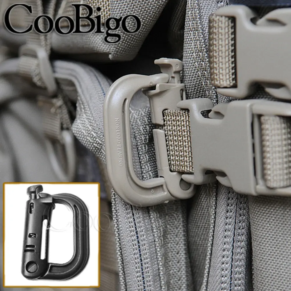 Plasctic Carabiner D-ring Clips Molle Webbing Backpack Buckle Snap Lock Attach Grimlock Outdoor Hiking Camping Bag Hanger Hook