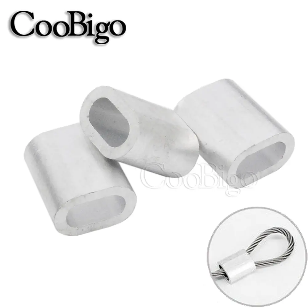 50pcs 1/32"~5/16" Hole Aluminum Cable Crimps Sleeves Cable Ferrule Stops for Snare Wire Rope Clip Swage Trap Barrel Fitting