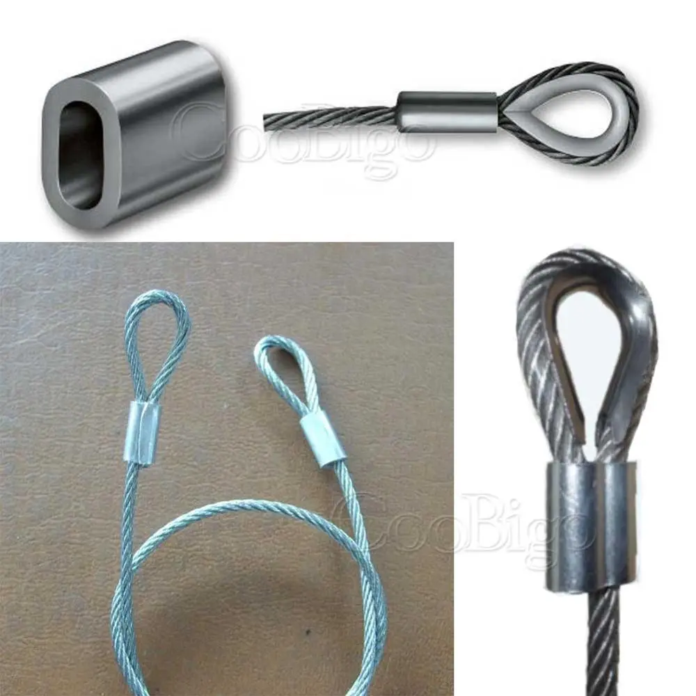 50pcs 1/32"~5/16" Hole Aluminum Cable Crimps Sleeves Cable Ferrule Stops for Snare Wire Rope Clip Swage Trap Barrel Fitting