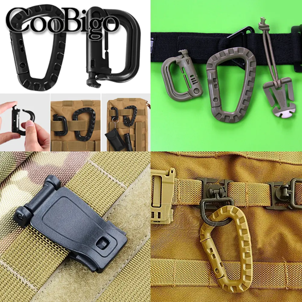 Plasctic Carabiner D-ring Clips Molle Webbing Backpack Buckle Snap Lock Attach Grimlock Outdoor Hiking Camping Bag Hanger Hook