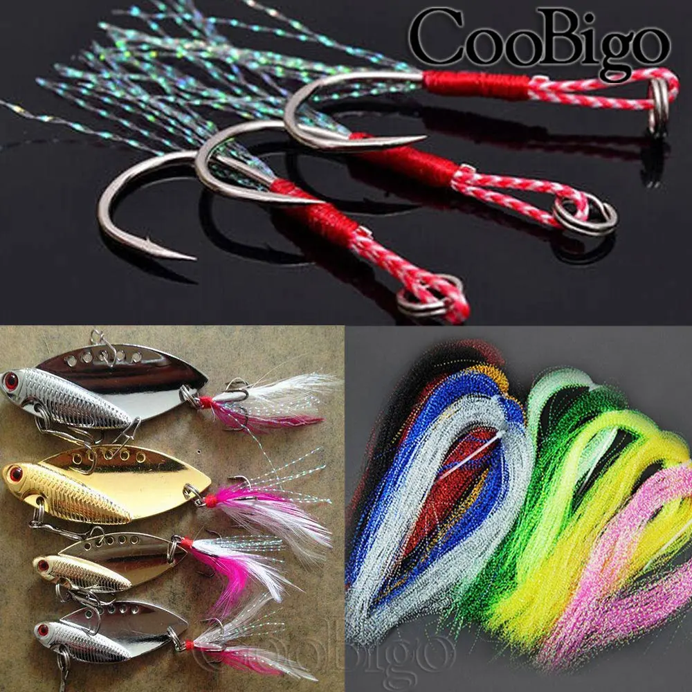 5Packs Flashabou Holographic Tinsel Fly Fishing Tying Crystal Flash String Fish Lure Jig Hook Making DIY Outdoor Tackle Material