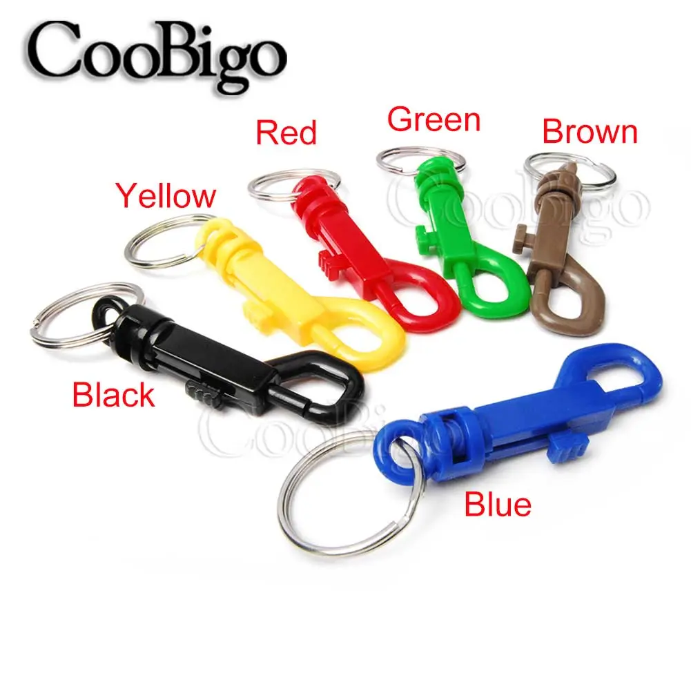 10pcs Plastic Keychain Clips Rotary Snap Hook Keyring Holder Split O Ring Buckle Lanyards Paracord Backpack Outdoor Camping Bag
