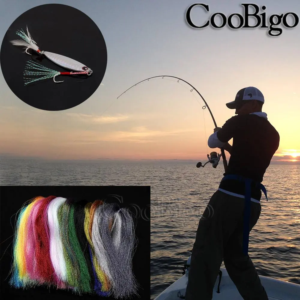 5Packs Flashabou Holographic Tinsel Fly Fishing Tying Crystal Flash String Fish Lure Jig Hook Making DIY Outdoor Tackle Material