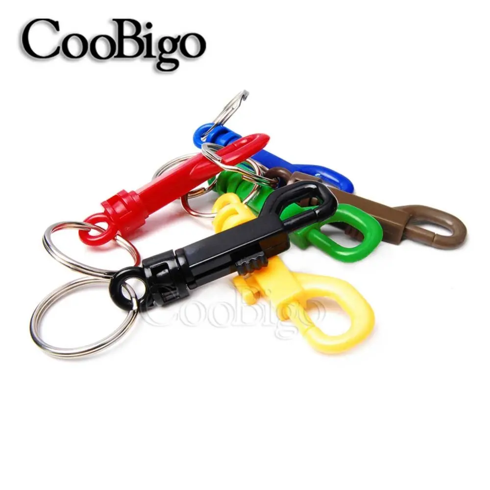 10pcs Plastic Keychain Clips Rotary Snap Hook Keyring Holder Split O Ring Buckle Lanyards Paracord Backpack Outdoor Camping Bag