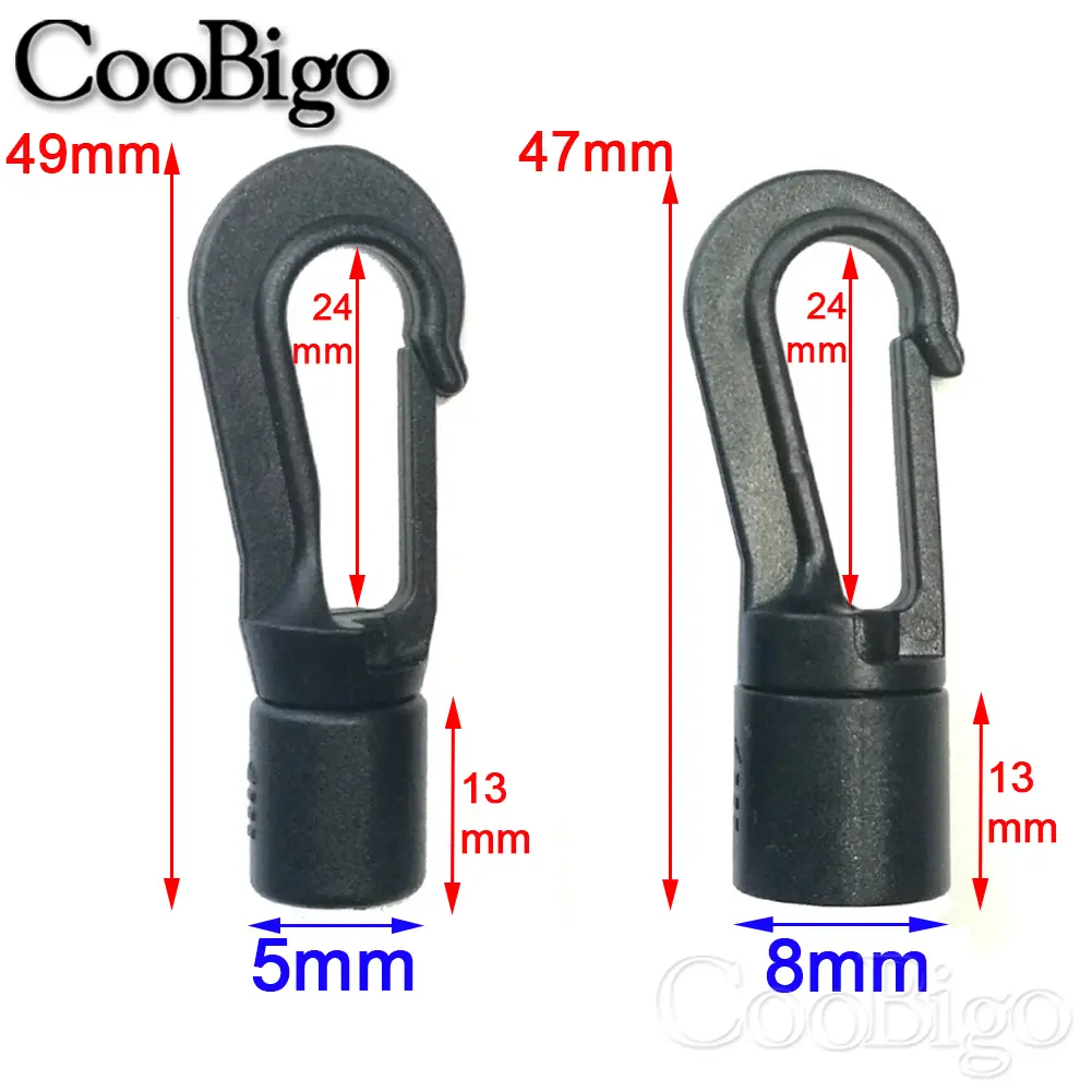 5MM 8MM 10PC 20PCS Bungee Shock cord Quick Connect hooks hanging Ends Clip for Kayak Canoe Boat Dinghy Rib DIY Elastic Cord rope