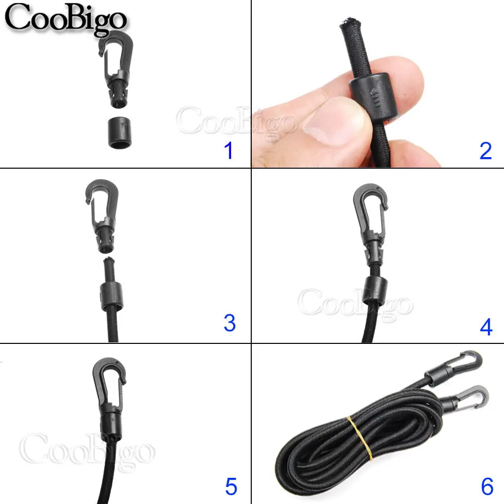 5MM 8MM 10PC 20PCS Bungee Shock cord Quick Connect hooks hanging Ends Clip for Kayak Canoe Boat Dinghy Rib DIY Elastic Cord rope