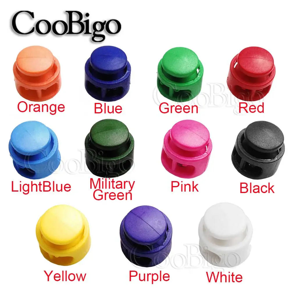 10pcs Plastic Cord Lock Clamp Spring Toggle Clip Stopper 2 Hole Paracord Rope Shoelace Drawstring Bag DIY Accessories Colorful