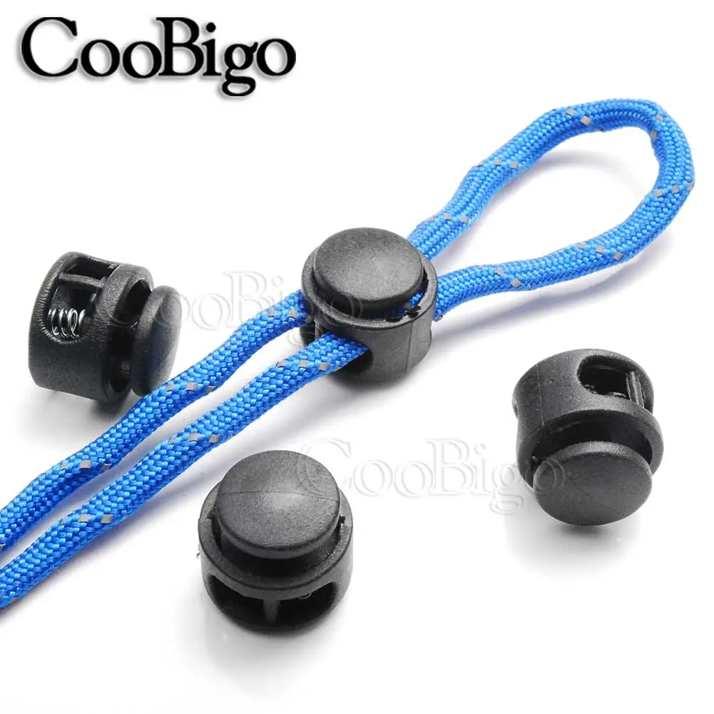 10pcs Plastic Cord Lock Clamp Spring Toggle Clip Stopper 2 Hole Paracord Rope Shoelace Drawstring Bag DIY Accessories Colorful