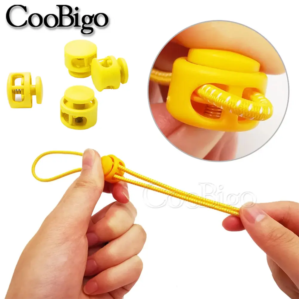 10pcs Plastic Cord Lock Clamp Spring Toggle Clip Stopper 2 Hole Paracord Rope Shoelace Drawstring Bag DIY Accessories Colorful