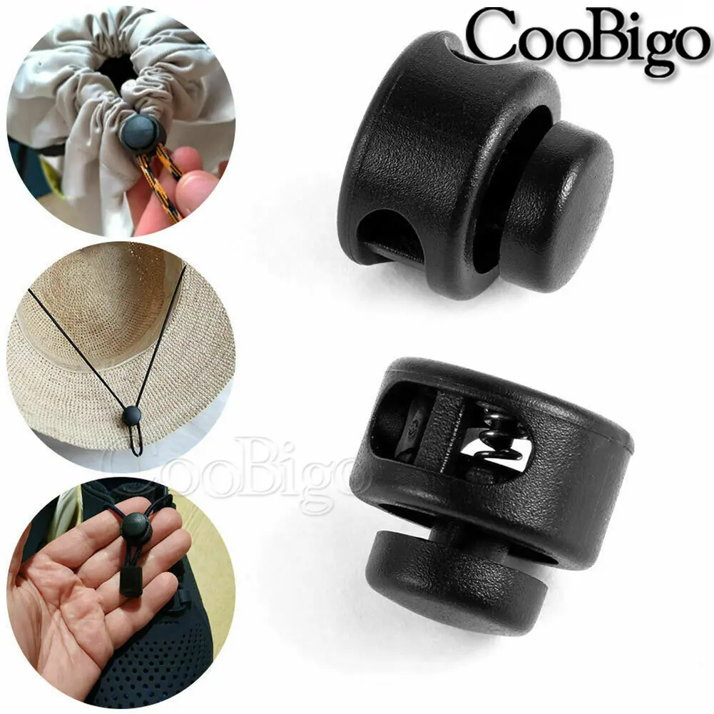 10pcs Plastic Cord Lock Clamp Spring Toggle Clip Stopper 2 Hole Paracord Rope Shoelace Drawstring Bag DIY Accessories Colorful