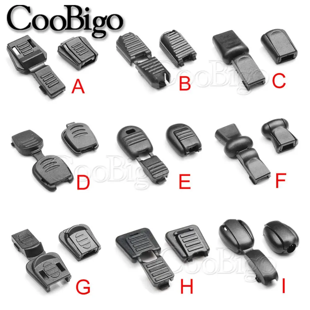 50pcs Zip Puller Cord End Clip Rope Clamp Tether Tip Paracord Lanyard Clasp for Outdoor Backpack Sportswear Shoes Lace Plastic