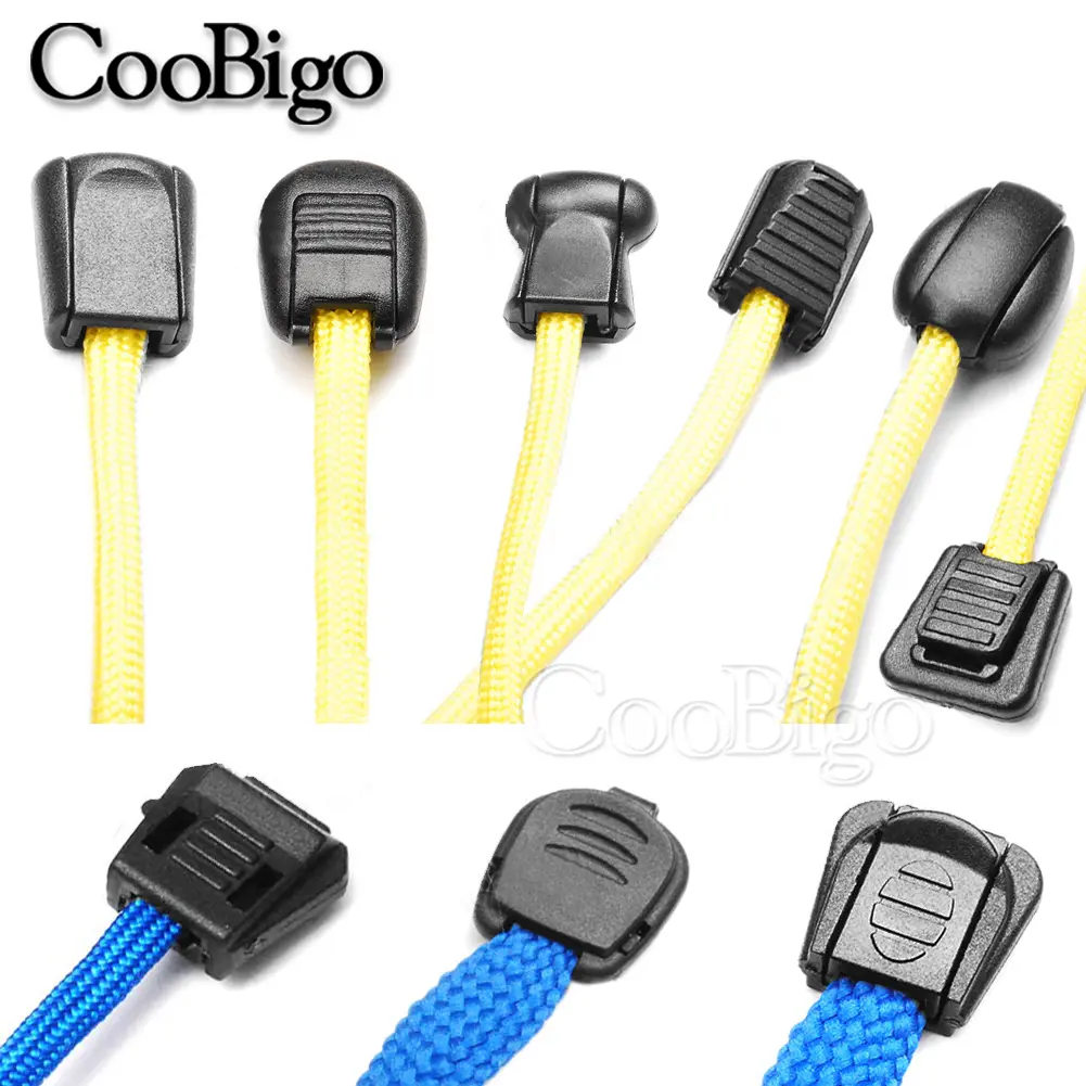 50pcs Zip Puller Cord End Clip Rope Clamp Tether Tip Paracord Lanyard Clasp for Outdoor Backpack Sportswear Shoes Lace Plastic