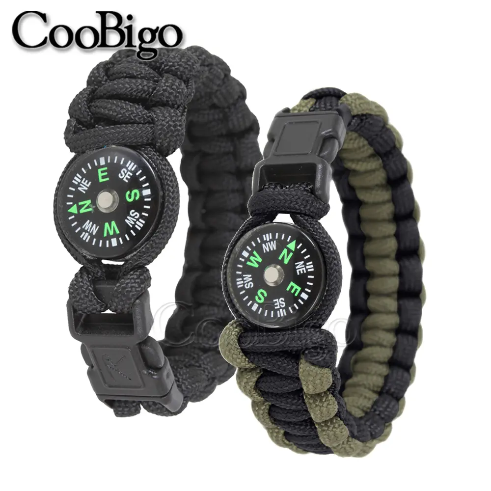 10pcs Paracord Bracelet Compass Portable Handheld Compasses Outdoor Camp Night Fishing Hiking Climbing Survival Navigation Tool