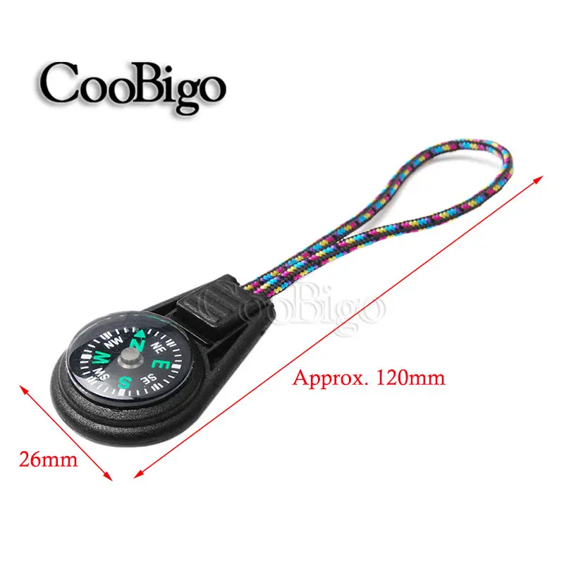 10Pcs Colorful Survival Keychain Zipper Pull Mini Compass for Outdoor Backpack Camping Hiking Pocket Navigator Adventure Tool