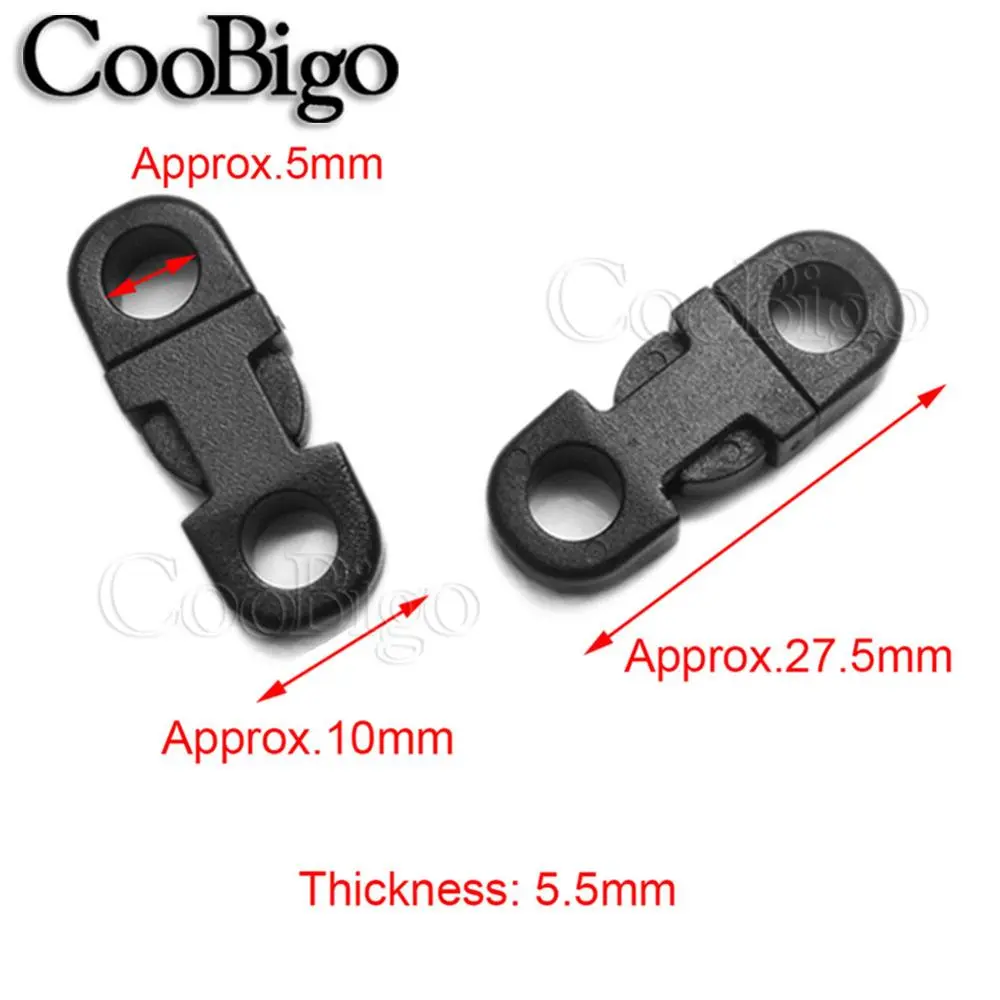 50pcs Mini Side Release Buckle Plastic Safety Clasp Webbing Pet Collar Paracord Bracelet Outdoor Bags DIY Accessories 5mm Hole