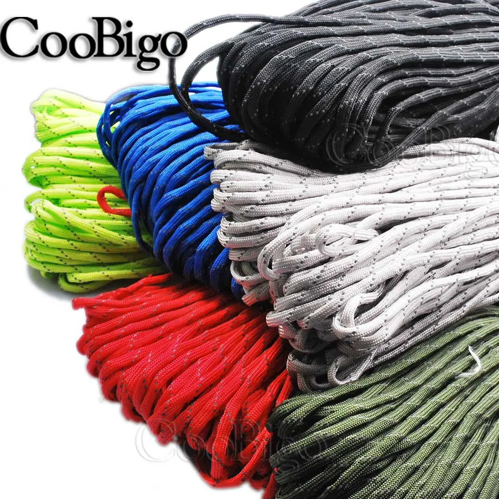 20ft-328ft Reflective Paracord Rope Dia.4mm for Survival Parachute Cord Lanyard Camping Climbing Camping Rope Hiking Clothesline
