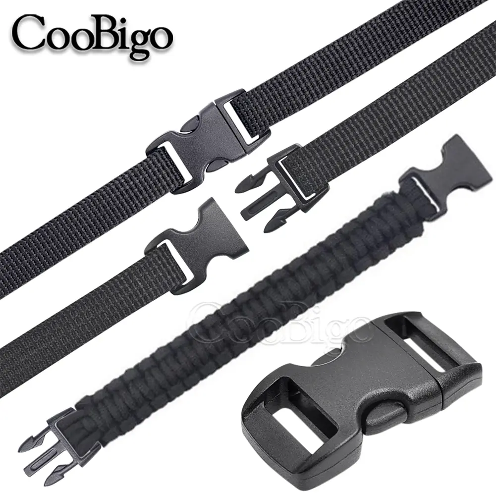 50pcs 3/8" Paracord Bracelet Buckle Curved Paracord Clip Buckle for DIY Parachute 550 Wristband Pet Collar Outdoor Camping Strap
