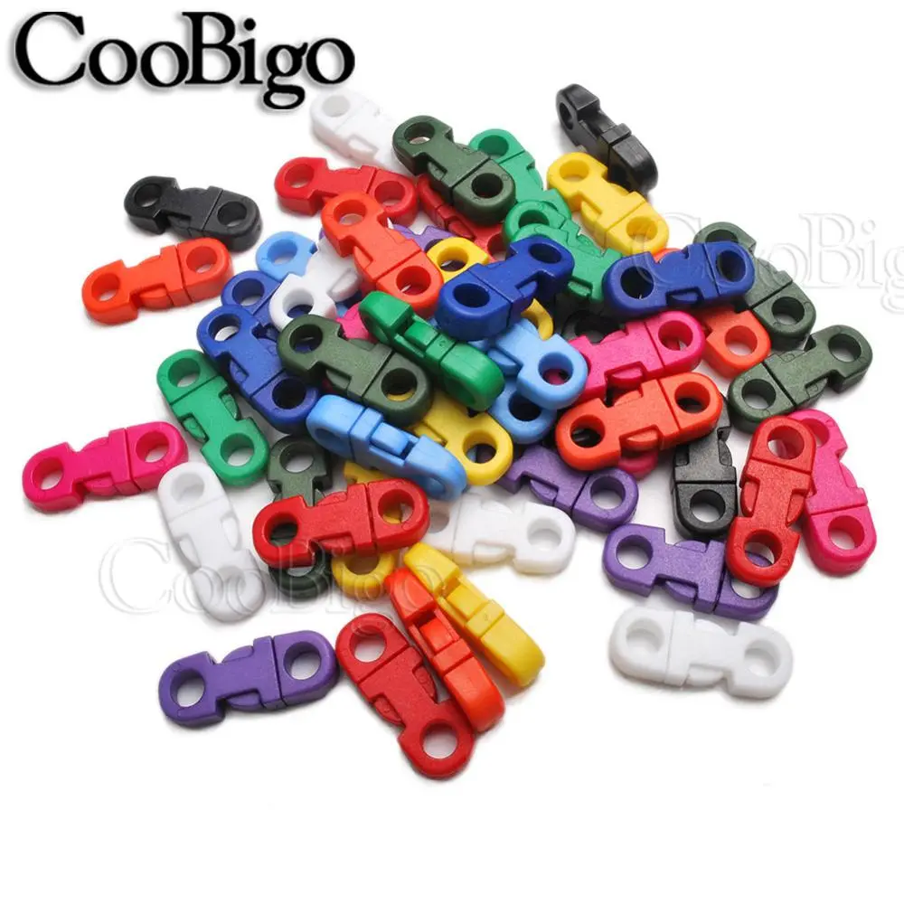 50pcs Mini Side Release Buckle Plastic Safety Clasp Webbing Pet Collar Paracord Bracelet Outdoor Bags DIY Accessories 5mm Hole