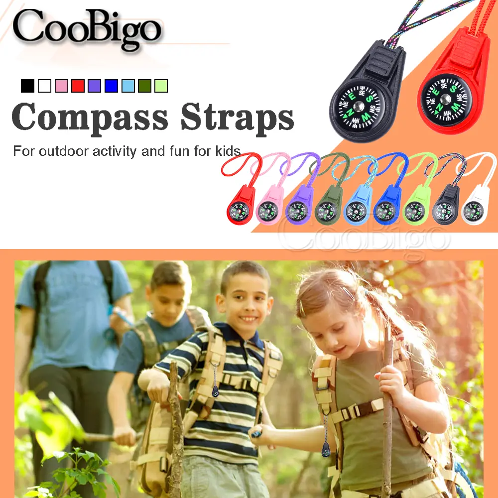 10Pcs Colorful Survival Keychain Zipper Pull Mini Compass for Outdoor Backpack Camping Hiking Pocket Navigator Adventure Tool