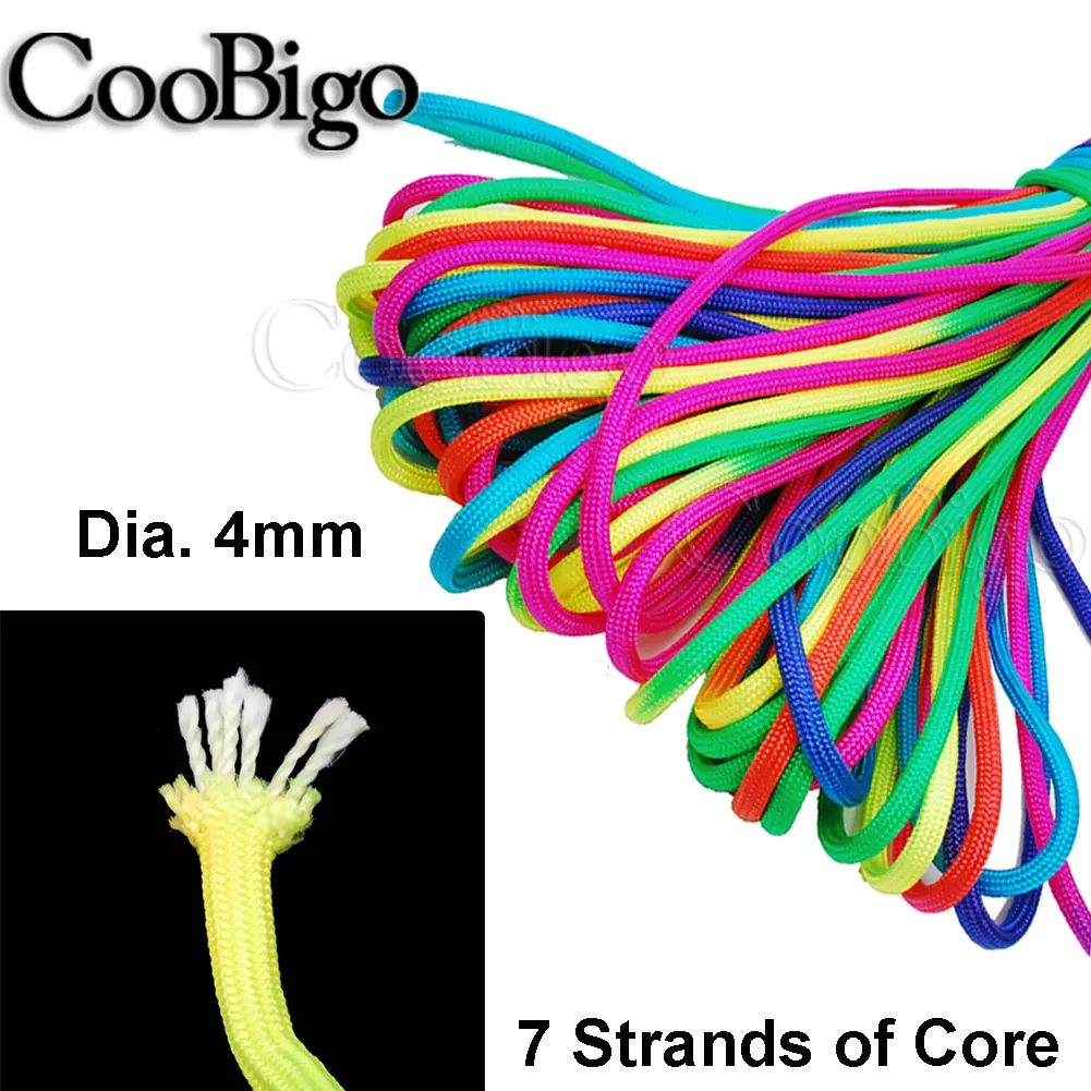 3-100Meters 4mm Rainbow Rope 550 Parachute Cord Outdoor Climbing Camping Survival Equipment Paracord Bracelet DIY Accessories