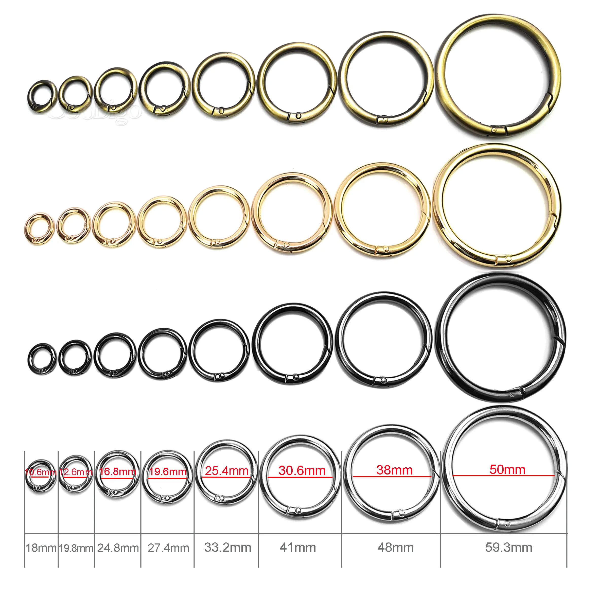 10pcs Round Carabiner Paracord Clip Buckle Outdoor Parachute Keychain Lanyard Metal O Ring Spring Snap Hook DIY Craft Connector