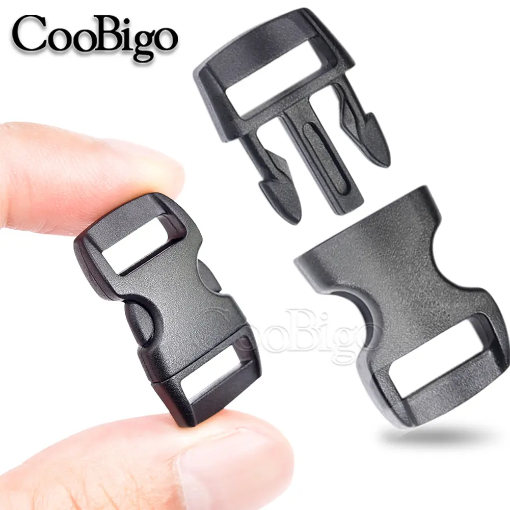 50pcs Plastic Side Release Buckle Paracord Bracelet Clasp Pet Collar Outdoor Backpacks Strap Belt Webbing Accessories Black 10mm