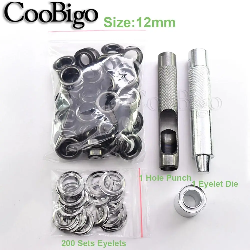 200sets Metal Eyelets Grommet with Hole Punch Tool Leather Craft Outdoor Awning Tent Hat Shoes Belt Accessories 2mm-17mm