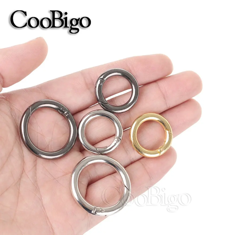 10pcs Round Carabiner Paracord Clip Buckle Outdoor Parachute Keychain Lanyard Metal O Ring Spring Snap Hook DIY Craft Connector