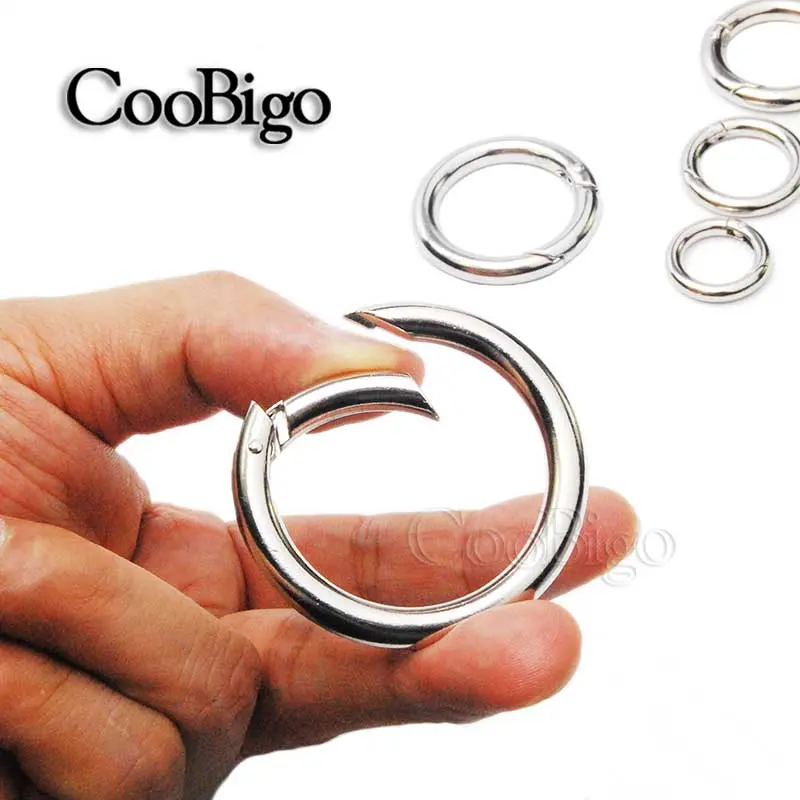 10pcs Round Carabiner Paracord Clip Buckle Outdoor Parachute Keychain Lanyard Metal O Ring Spring Snap Hook DIY Craft Connector