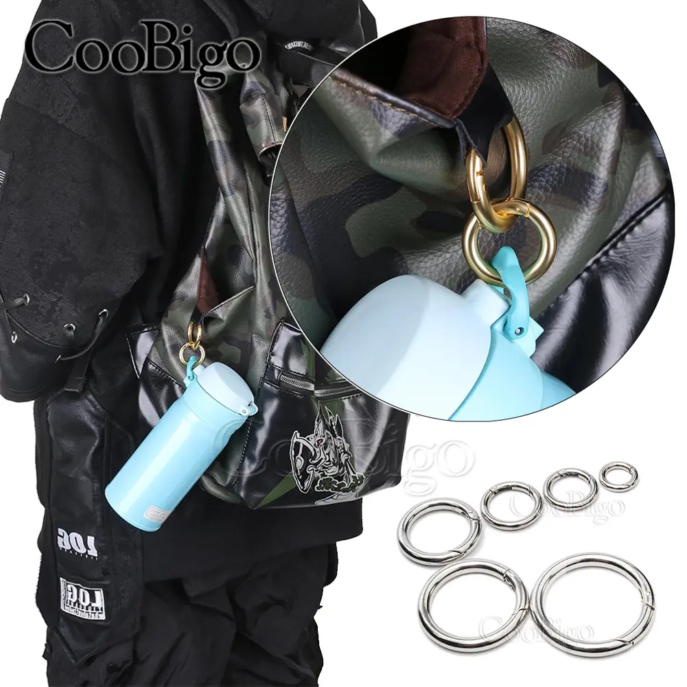 10pcs Round Carabiner Paracord Clip Buckle Outdoor Parachute Keychain Lanyard Metal O Ring Spring Snap Hook DIY Craft Connector
