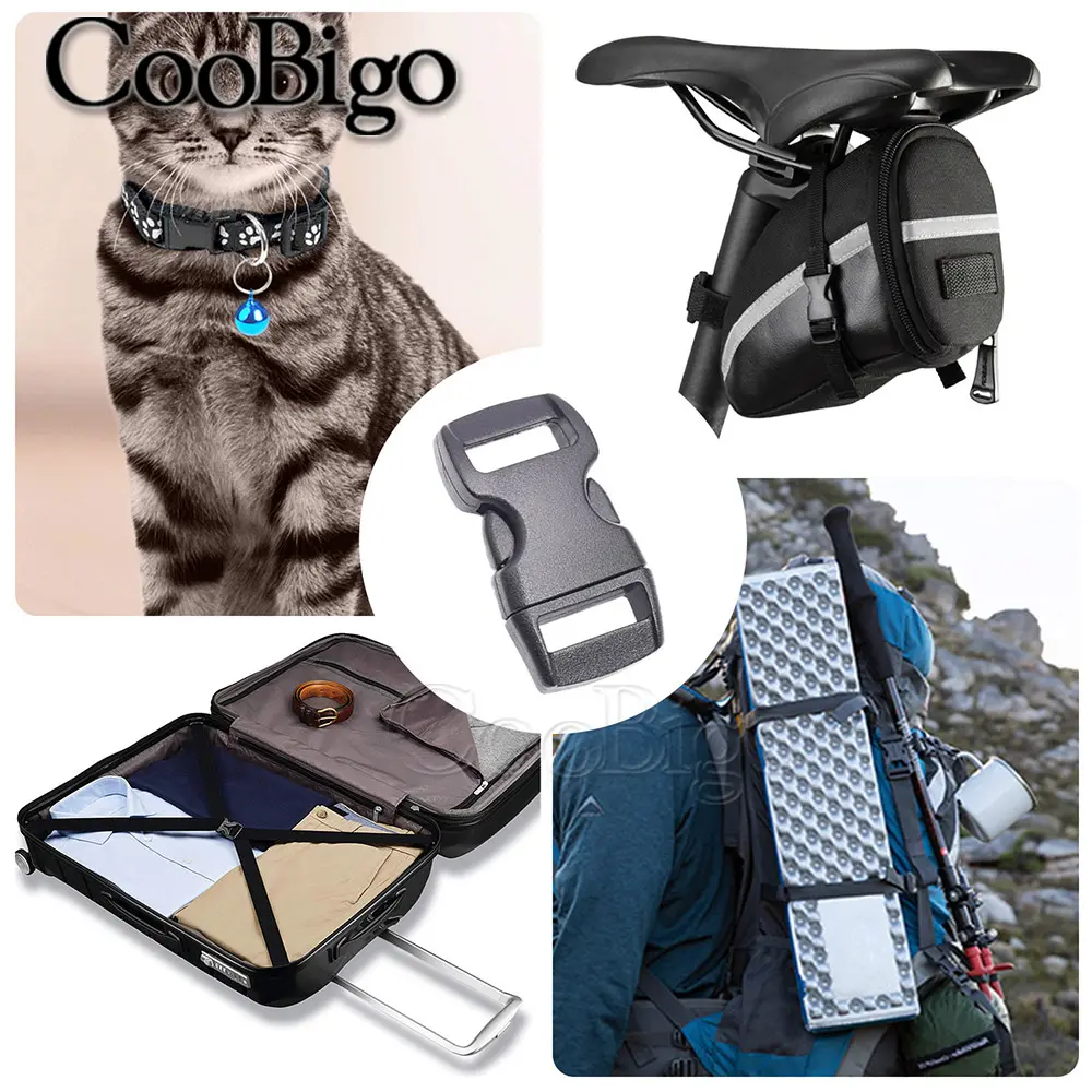 50pcs Plastic Side Release Buckle Paracord Bracelet Clasp Pet Collar Outdoor Backpacks Strap Belt Webbing Accessories Black 10mm