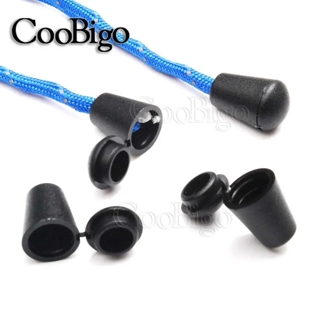 10pcs Plastic Cord Ends Bell Stopper With Lid Lock Toggle Clip Paracord Rope Outdoor Sportswear Shoelace Bags DIY Accessories