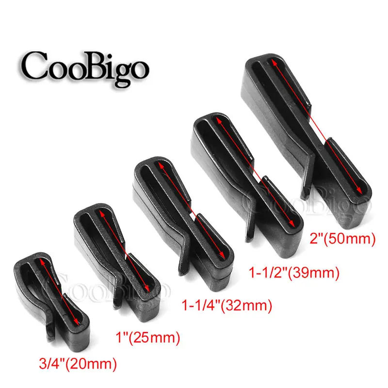 5pcs Strap Clip Band Clamp Webbing Slip Keeper Belt Loop Slider Buckle for Outdoor Tactical Molle Backpack Parts Plastic Black