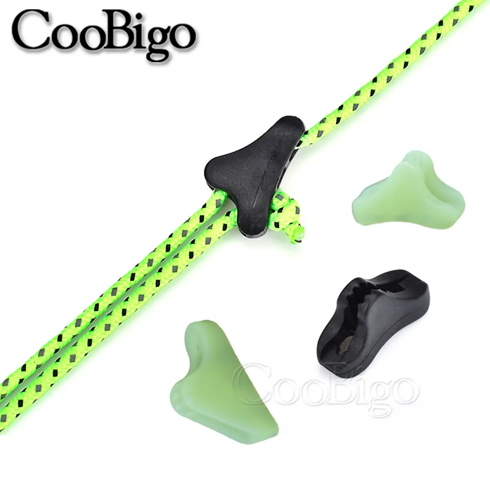 5pcs Plastic Tent Wind Rope Buckle Awning Cord Fastener Triangles Anti-slip Clip Reusable Outdoor Camping Accessories Luminous
