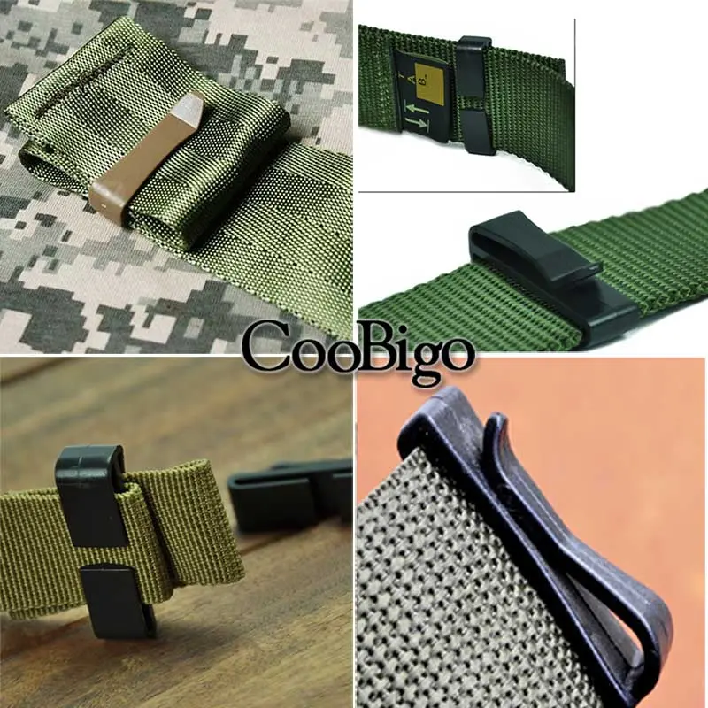 5pcs Strap Clip Band Clamp Webbing Slip Keeper Belt Loop Slider Buckle for Outdoor Tactical Molle Backpack Parts Plastic Black