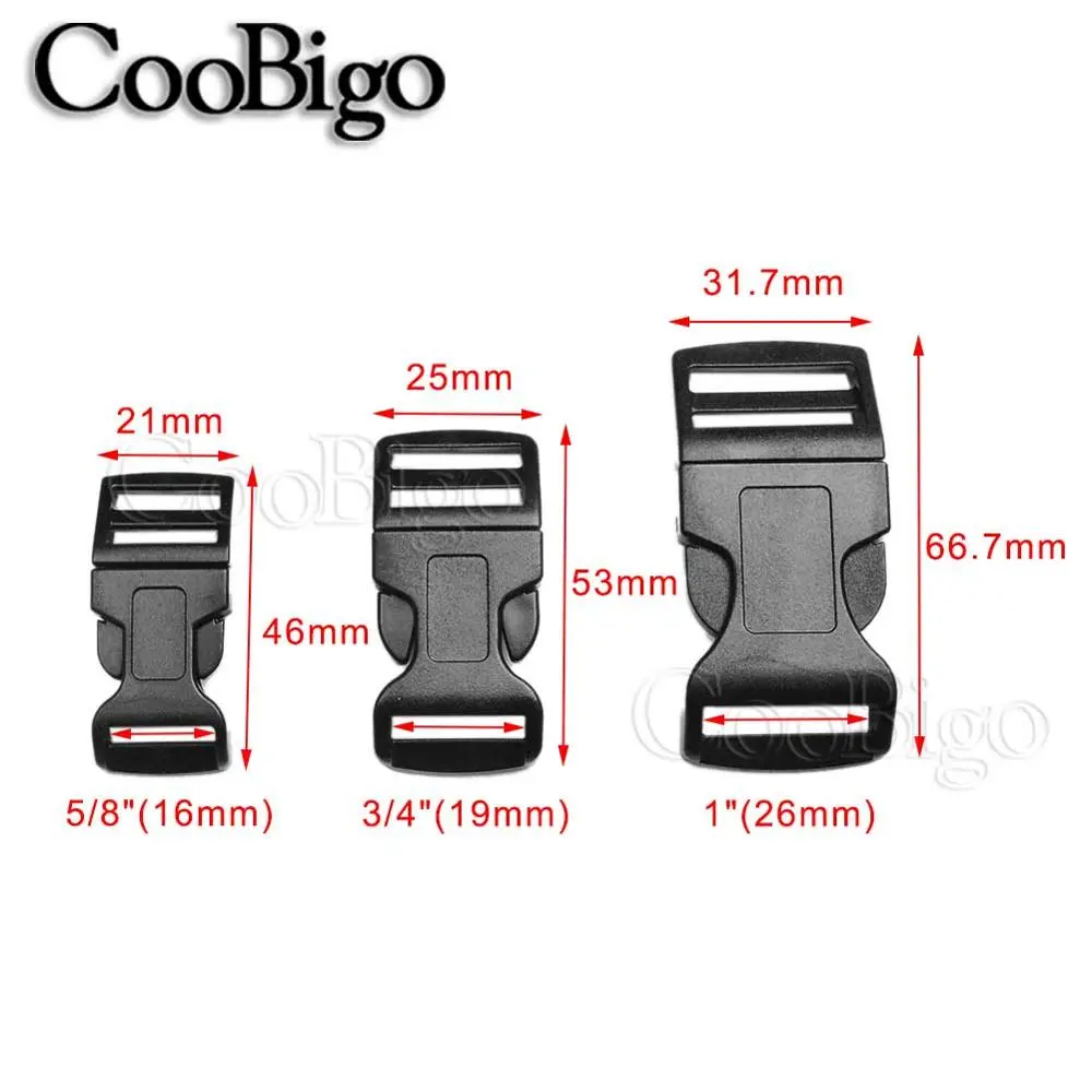 5pcs Curved Side Release Buckles Plastic Paracord Buckles Outdoor Camp Backpacks Bag Strap Bracelets Accessories 15mm 20mm 25mm