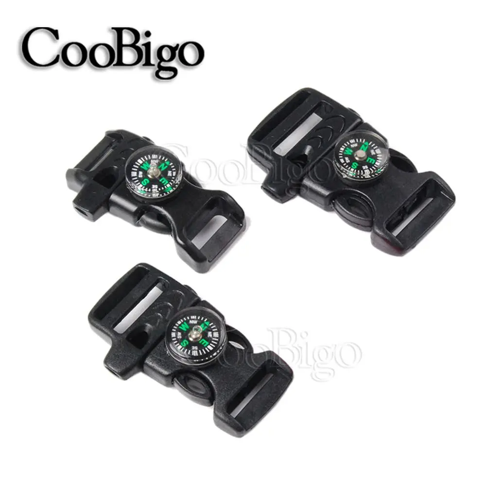 50pcs Emergency Survival with Compass Whistle Buckle for Outdoor Camp Paracord Bracelet Backpack Strap Bag Accessories